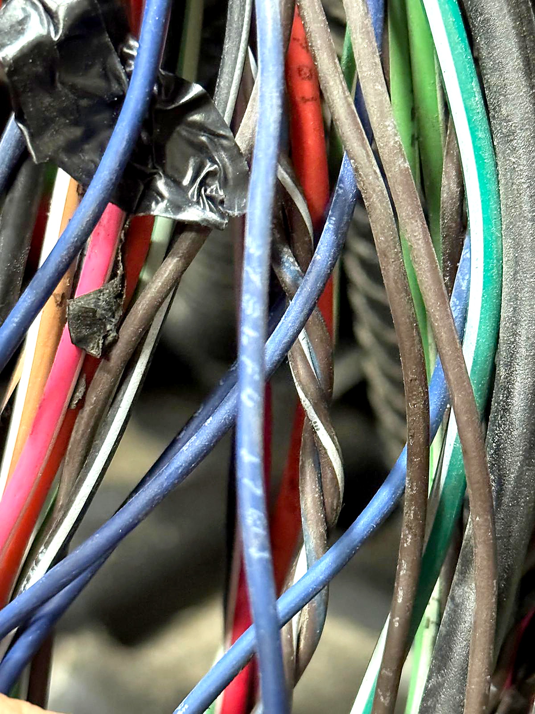 Truck wiring harness under inspection