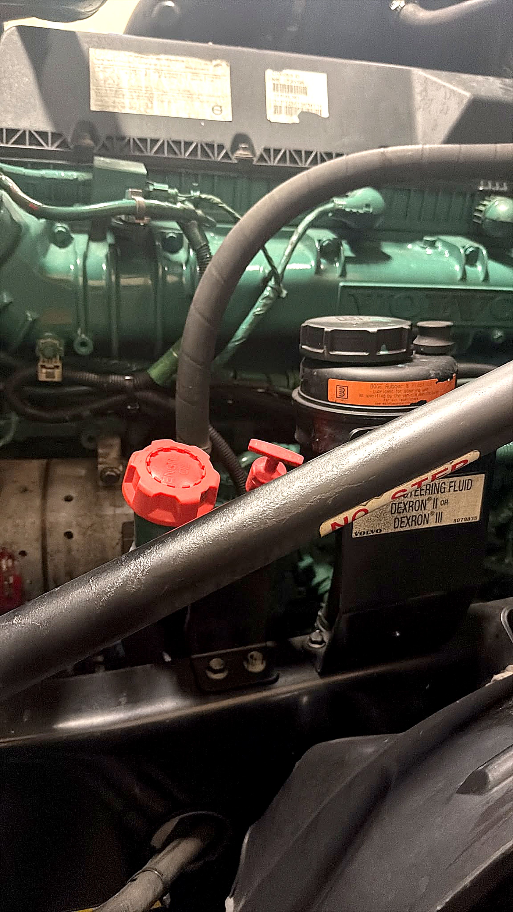 Diesel engine bay during service